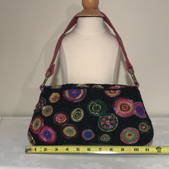 Christina multi beaded baguette bag w suede strap - Picture 7 of 15